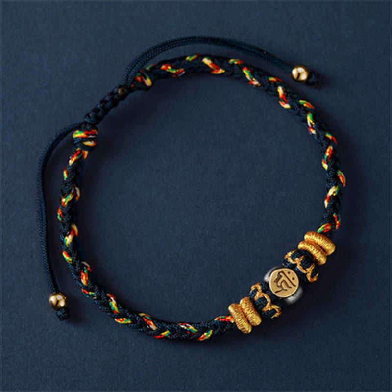 Buddha Stones Chinesisches Sternzeichen Natal Buddha Silber Glück geflochtenes Armband - Ratte (Armbandgröße 18-28 cm) - image 4