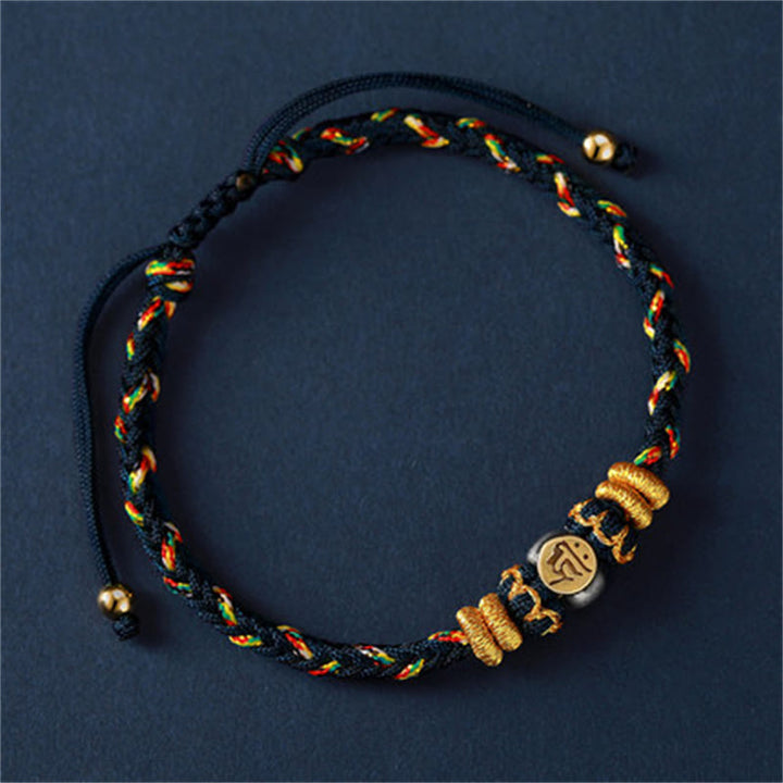 Buddha Stones Chinesisches Sternzeichen Natal Buddha Silber Glück geflochtenes Armband - Ratte (Armbandgröße 18-28 cm) - image 4