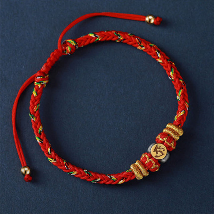 Buddha Stones Chinesisches Sternzeichen Natal Buddha Silber Glück geflochtenes Armband - Ochse/Tiger (Armbandgröße 18-28 cm) - image 5