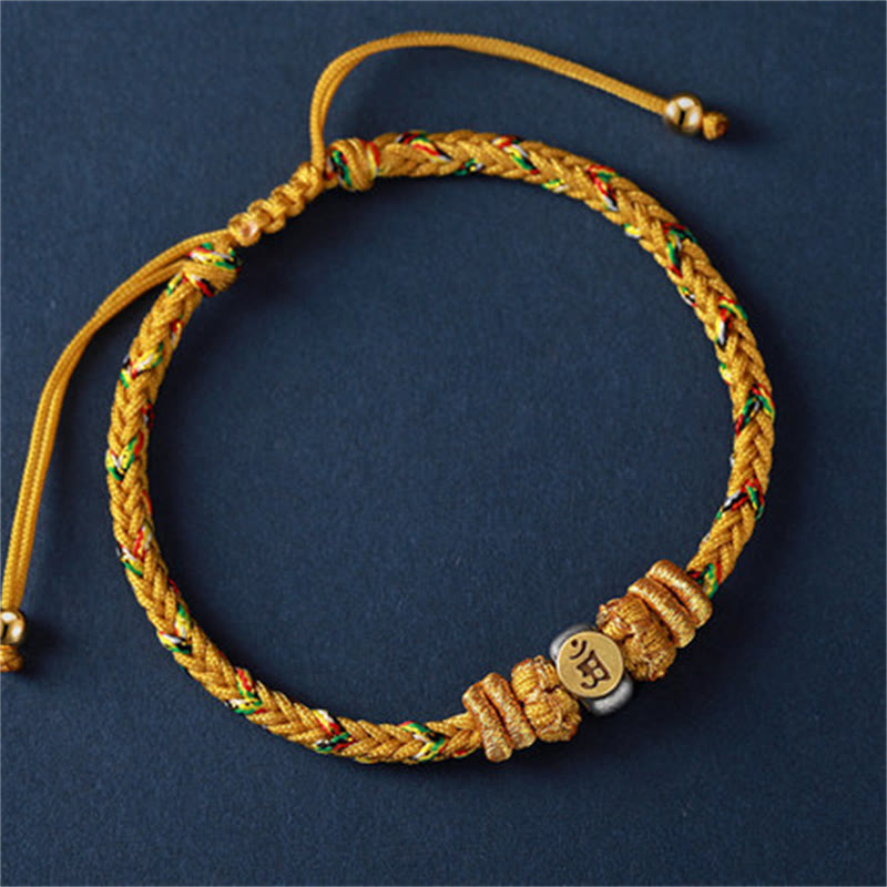 Buddha Stones Chinesisches Sternzeichen Natal Buddha Silber Glück geflochtenes Armband - Drache/Schlange (Armbandgröße 18-28 cm) - image 15