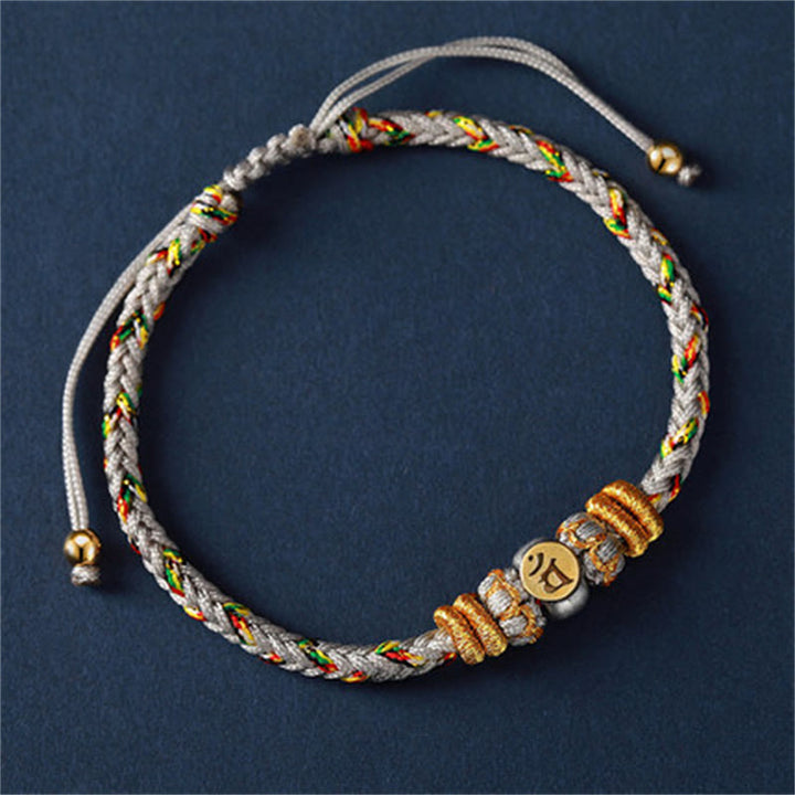 Buddha Stones Chinesisches Sternzeichen Natal Buddha Silber Glück geflochtenes Armband - Ziege/Affe (Armbandgröße 18-28 cm) - image 17