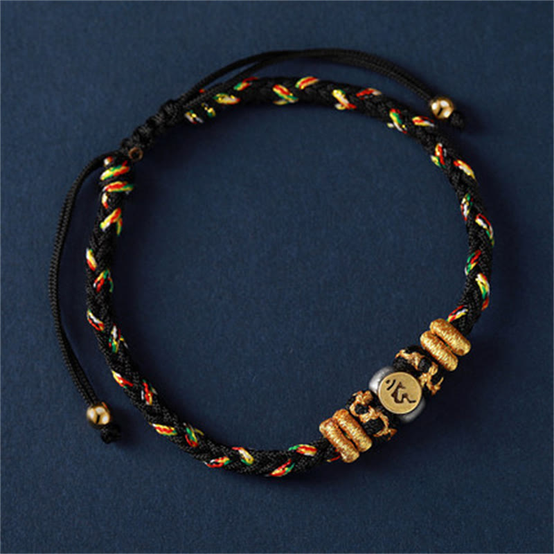 Buddha Stones Chinesisches Sternzeichen Natal Buddha Silber Glück geflochtenes Armband - Hahn (Armbandgröße 18-28 cm) - image 18