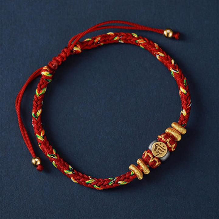 Buddha Stones Chinesisches Sternzeichen Natal Buddha Silber Glück geflochtenes Armband - Hund/Schwein (Armbandgröße 18-28 cm) - image 19