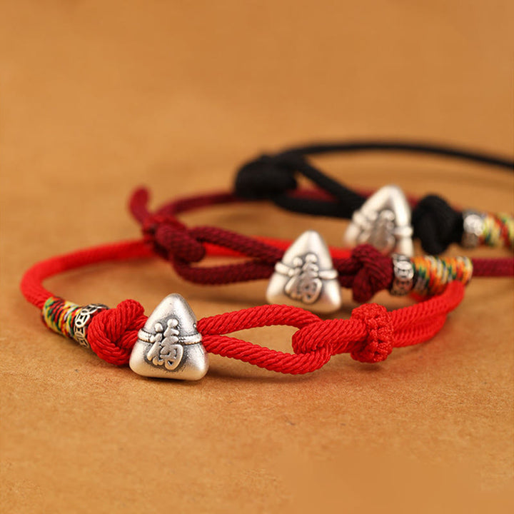 Buddha Stones Armband aus 999er Sterlingsilber mit Fu-Motiv und Zongzi-Glückssymbol - image 16