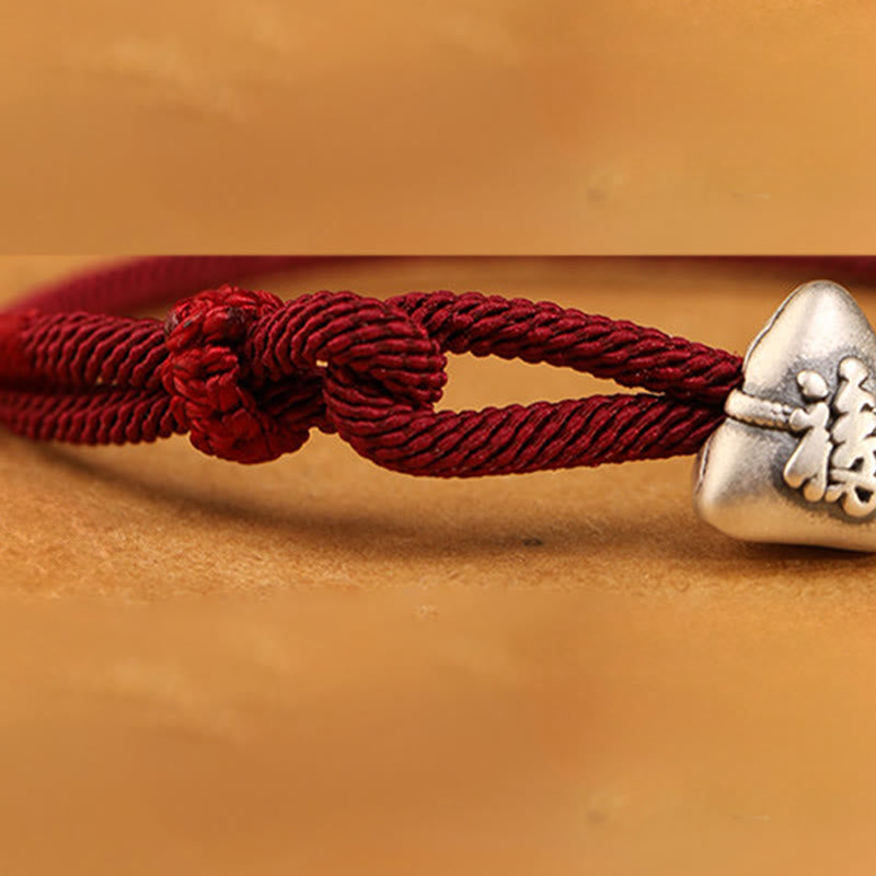 Buddha Stones Armband aus 999er Sterlingsilber mit Fu-Motiv und Zongzi-Glückssymbol - image 10