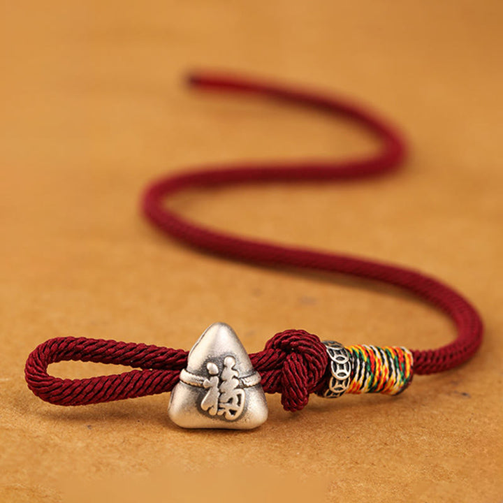 Buddha Stones Armband aus 999er Sterlingsilber mit Fu-Motiv und Zongzi-Glückssymbol - image 2