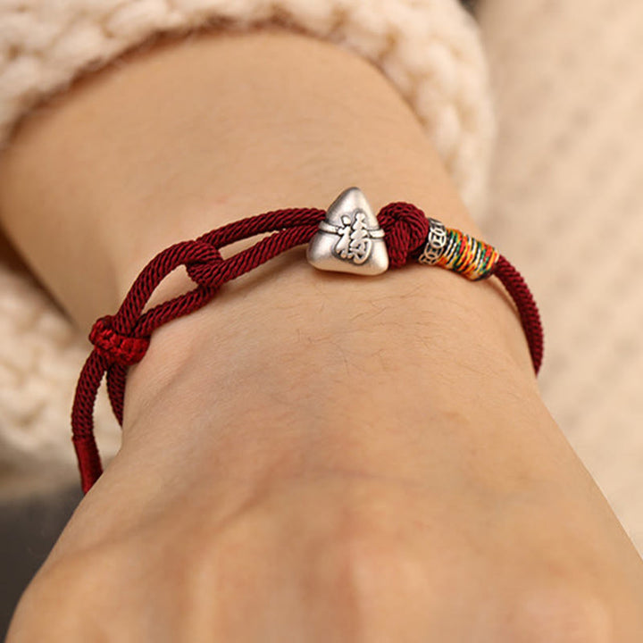 Buddha Stones Armband aus 999er Sterlingsilber mit Fu-Motiv und Zongzi-Glückssymbol - image 11