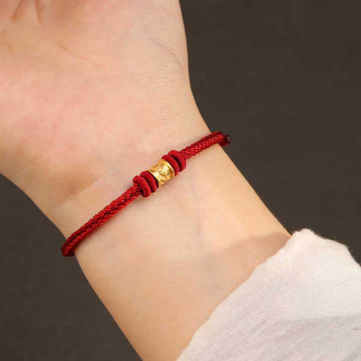Buddha Stones Tibetisches handgefertigtes Armband aus 999er Gold mit Om-Mani-Padme-Hum-Motiv – Glücks- und Schutzsymbol - image 3