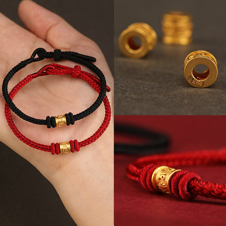 Buddha Stones Tibetisches handgefertigtes Armband aus 999er Gold mit Om-Mani-Padme-Hum-Motiv – Glücks- und Schutzsymbol - image 14
