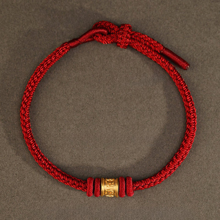 Buddha Stones Tibetisches handgefertigtes Armband aus 999er Gold mit Om-Mani-Padme-Hum-Motiv – Glücks- und Schutzsymbol - image 1