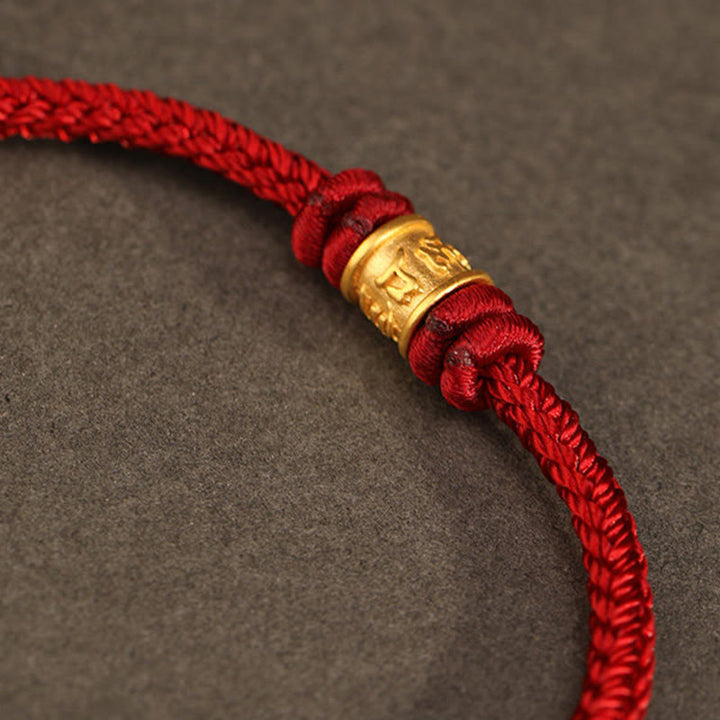 Buddha Stones Tibetisches handgefertigtes Armband aus 999er Gold mit Om-Mani-Padme-Hum-Motiv – Glücks- und Schutzsymbol - image 2