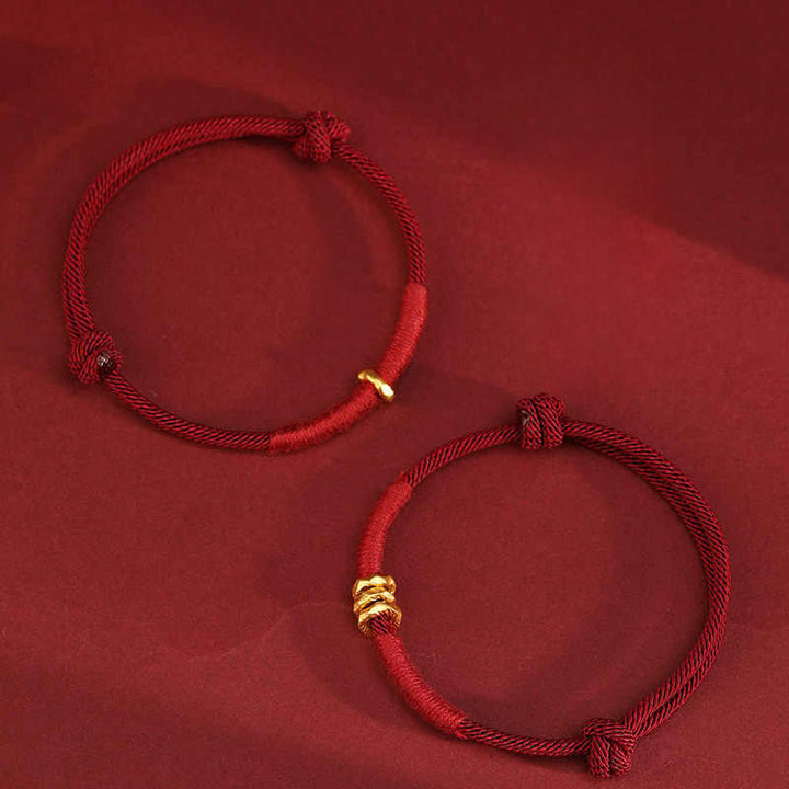 Buddha Stones 999 Gold Ring Design Handgefertigtes Glücksarmband mit geflochtenem rotem Seil - image 15