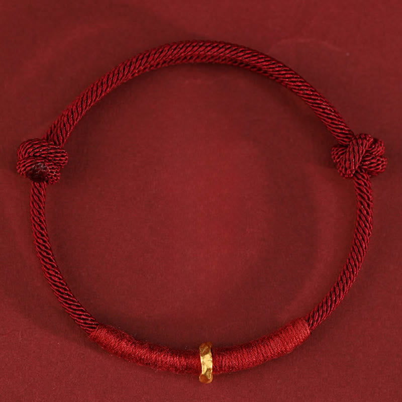 Buddha Stones 999 Gold Ring Design Handgefertigtes Glücksarmband mit geflochtenem rotem Seil - image 11