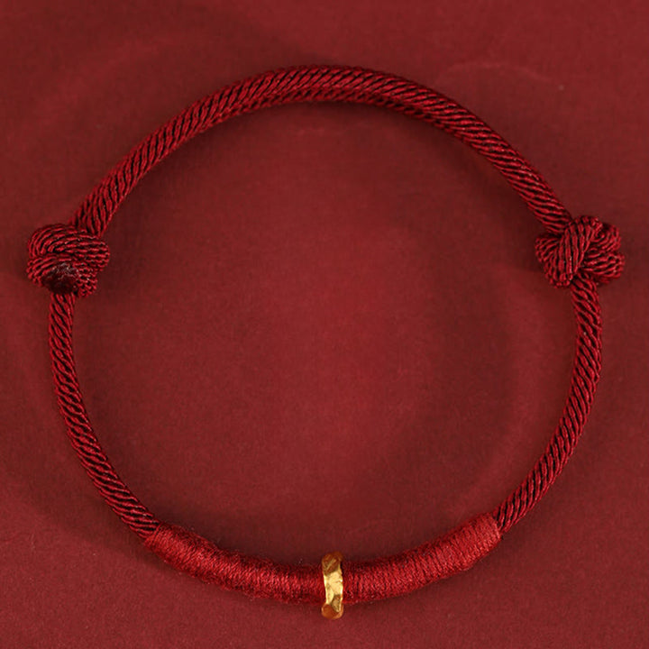 Buddha Stones 999 Gold Ring Design Handgefertigtes Glücksarmband mit geflochtenem rotem Seil - image 11