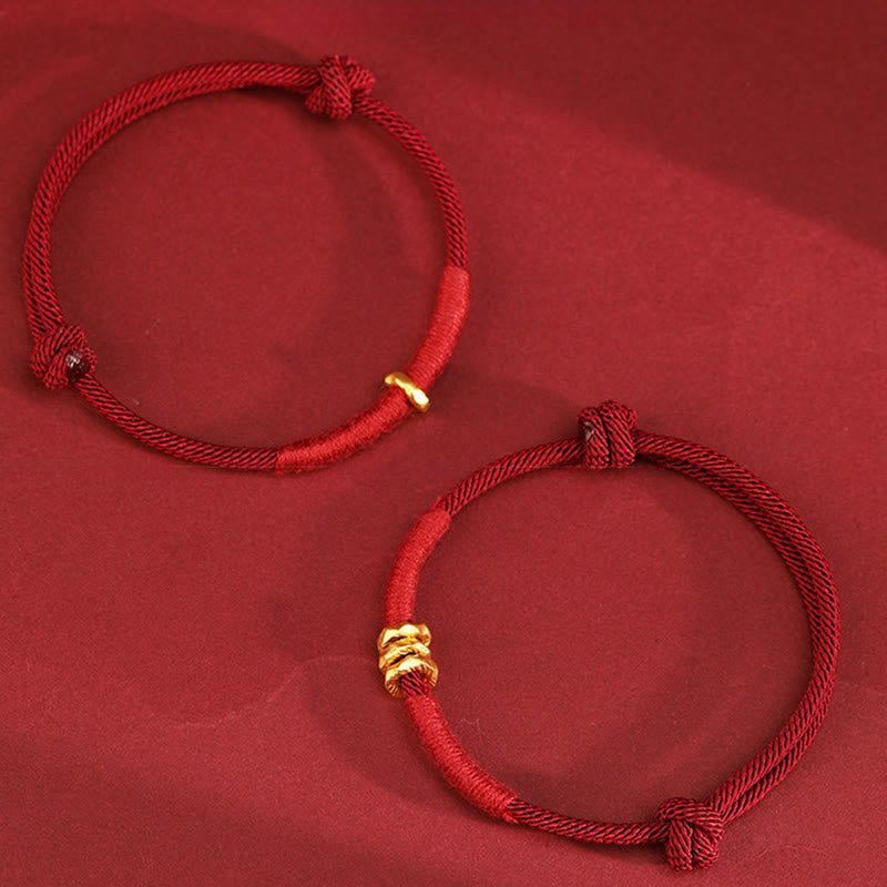 Buddha Stones 999 Gold Ring Design Handgefertigtes Glücksarmband mit geflochtenem rotem Seil - image 16