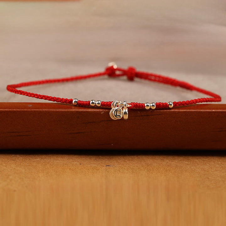 Buddha Stones Handgefertigtes Armband/Fußkettchen aus 925er Sterlingsilber mit Kupfermünzen-Design – Schutz und Stärke, ultradünn - image 2