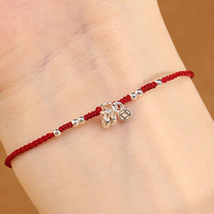 Buddha Stones Handgefertigtes Armband/Fußkettchen aus 925er Sterlingsilber mit Kupfermünzen-Design – Schutz und Stärke, ultradünn - image 8