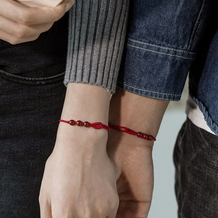 Buddha Stones Handgefertigtes Armband aus geflochtenem Seil mit Zinnoberperlen und dem Spruch „Ruhe und Segen“. - image 16
