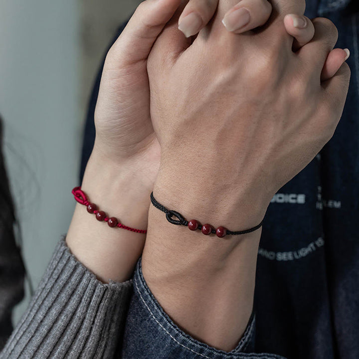 Buddha Stones Handgefertigtes Armband aus geflochtenem Seil mit Zinnoberperlen und dem Spruch „Ruhe und Segen“. - image 18