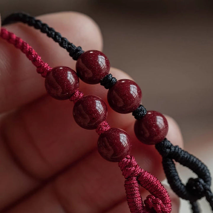 Buddha Stones Handgefertigtes Armband aus geflochtenem Seil mit Zinnoberperlen und dem Spruch „Ruhe und Segen“. - image 14