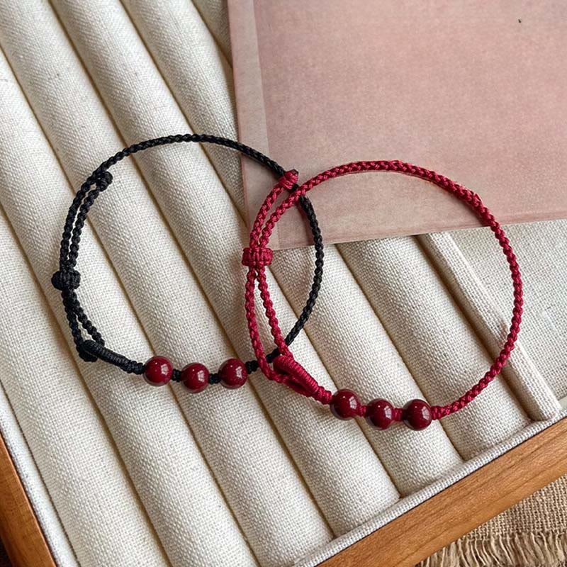 Buddha Stones Handgefertigtes Armband aus geflochtenem Seil mit Zinnoberperlen und dem Spruch „Ruhe und Segen“. - image 13