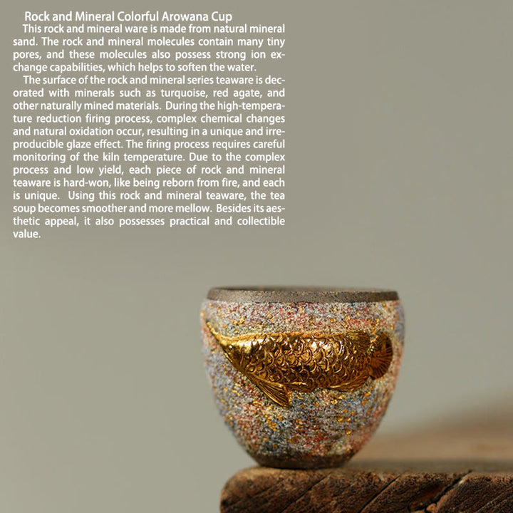 Buddha Stones Goldene Arowana Koi Fisch Keramik-Teetasse Kung Fu Teetasse - image 10