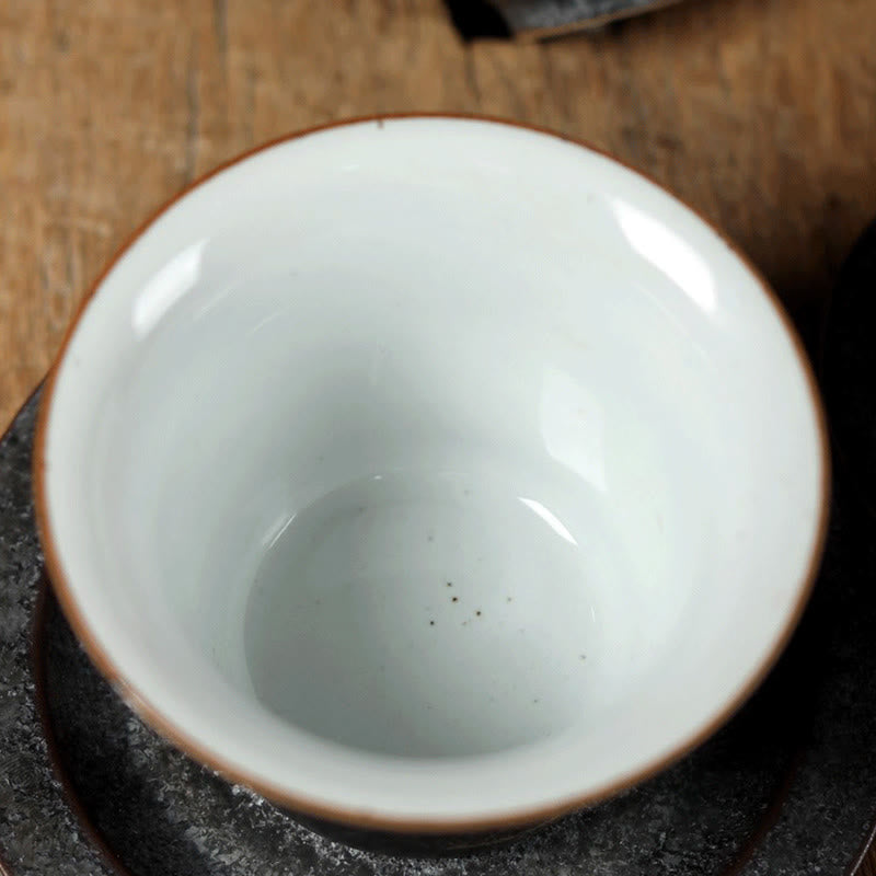 Buddha Stones Kleine handbemalte Keramik-Teetasse mit goldenem Kranichmotiv, Kung-Fu-Teetasse, 40 ml - image 2