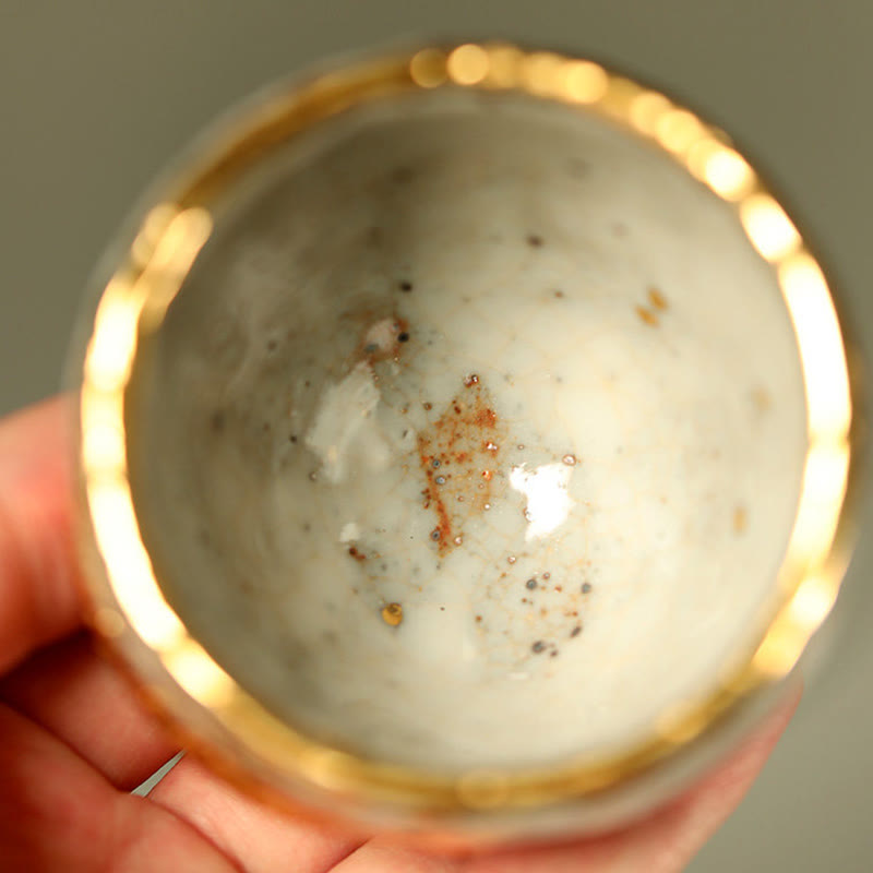 Buddha Stones Handgefertigte Teetasse aus Keramik mit goldenem Arowana-Koi-Fischmotiv, Kung-Fu-Teetasse/Teekanne - image 7