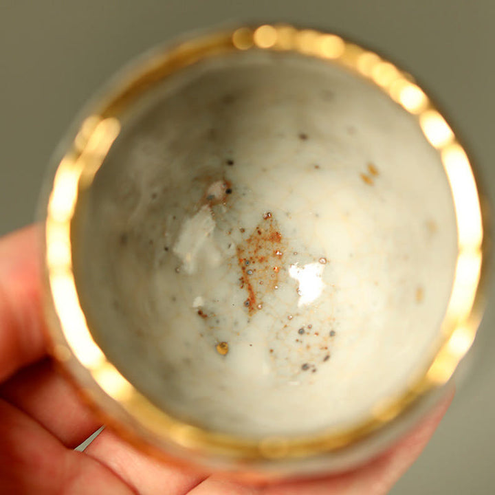 Buddha Stones Handgefertigte Teetasse aus Keramik mit goldenem Arowana-Koi-Fischmotiv, Kung-Fu-Teetasse/Teekanne - image 7