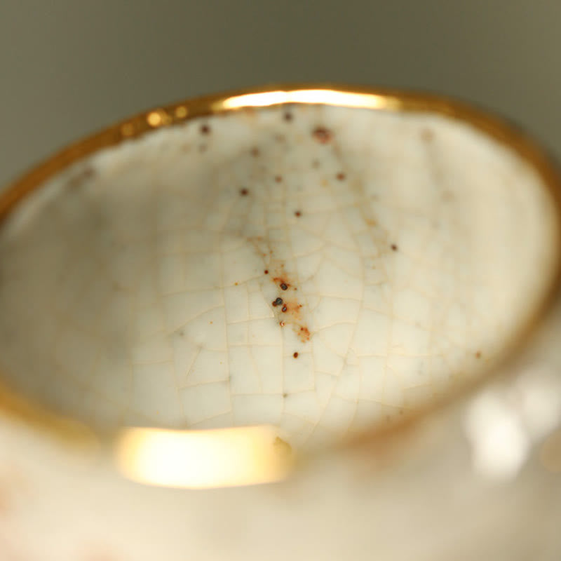 Buddha Stones Handgefertigte Teetasse aus Keramik mit goldenem Arowana-Koi-Fischmotiv, Kung-Fu-Teetasse/Teekanne - image 8