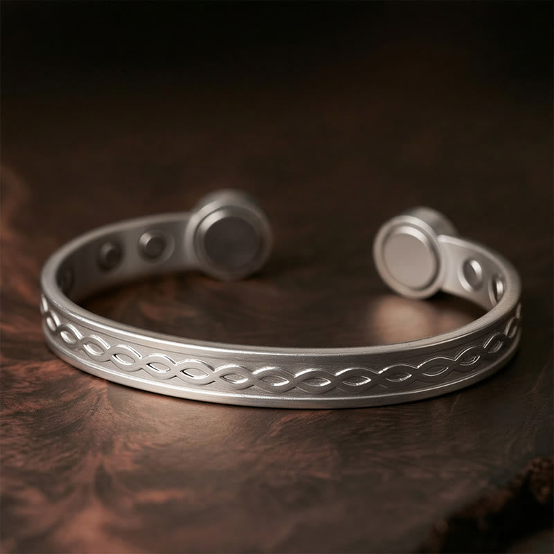 Buddha Stones Armband mit verschlungenem Schlaufenmuster, Kupfer, Glückssymbol, offene Manschette - Silber (Handgelenkumfang: 15-18 cm) - image 7