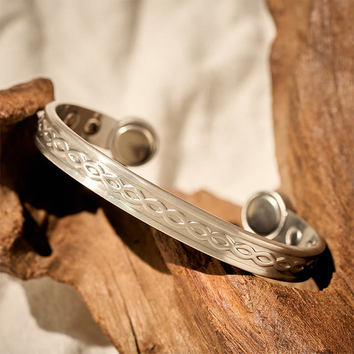 Buddha Stones Armband mit verschlungenem Schlaufenmuster, Kupfer, Glückssymbol, offene Manschette - image 9