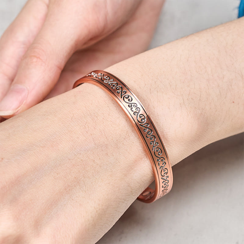 Buddha Stones Graviertes, gemustertes Kupferarmband mit offener Manschette - image 3