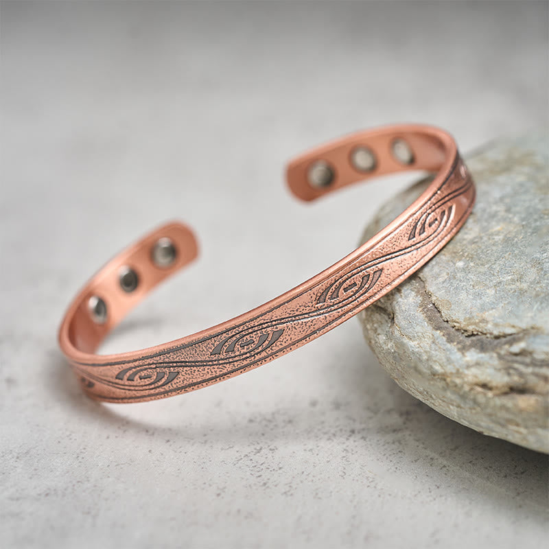 Buddha Stones Spiralmuster Kupfer Balance Offenes verstellbares Armband Armreif - image 2