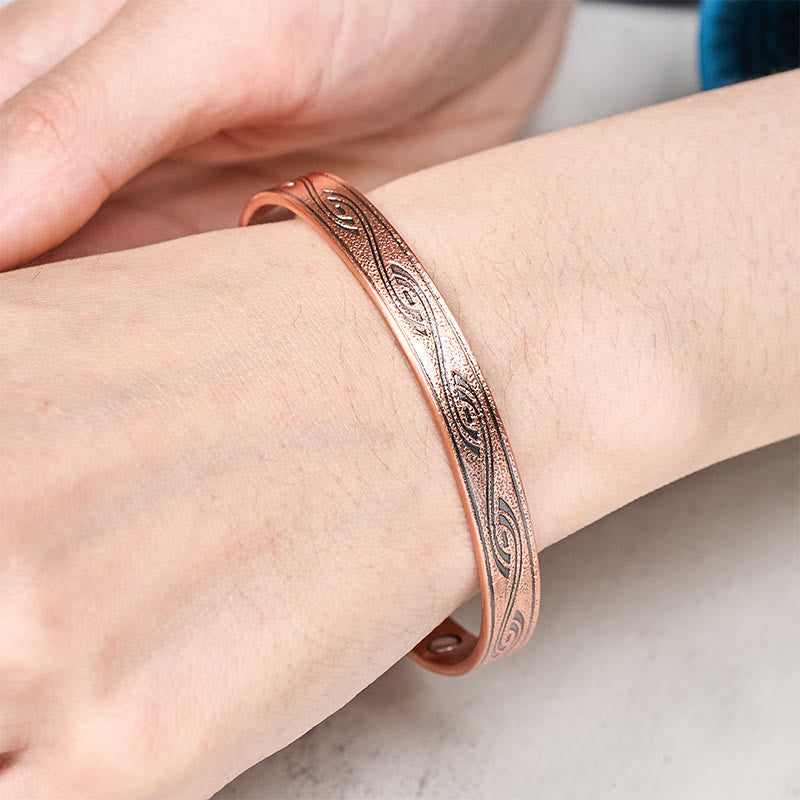 Buddha Stones Spiralmuster Kupfer Balance Offenes verstellbares Armband Armreif - image 3