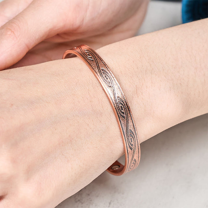 Buddha Stones Spiralmuster Kupfer Balance Offenes verstellbares Armband Armreif - image 3