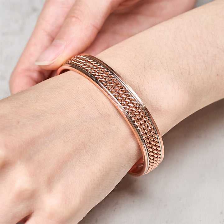 Buddha Stones Geflochtenes Design, offenes, verstellbares Armband aus Kupfer - image 3