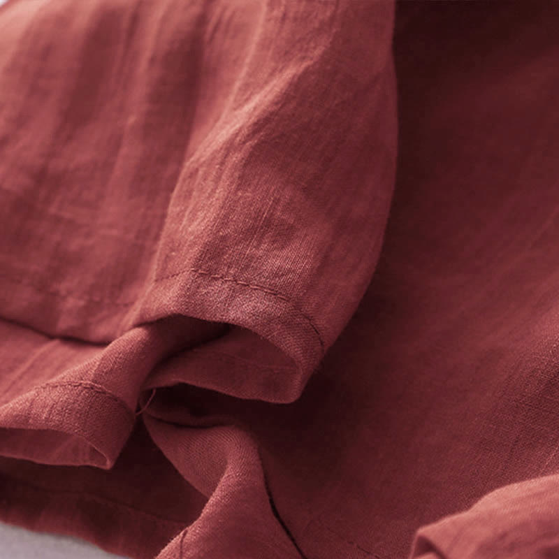 Buddha Stones, einfarbiges, besticktes, kurzärmeliges Baumwoll-Midikleid - image 21