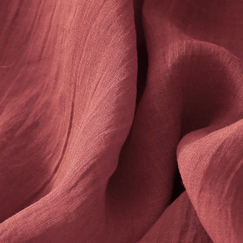 Buddha Stones, einfarbiges, besticktes, kurzärmeliges Midikleid mit Taschen - image 19