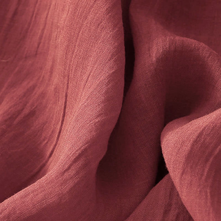 Buddha Stones, einfarbiges, besticktes, kurzärmeliges Midikleid mit Taschen - image 19