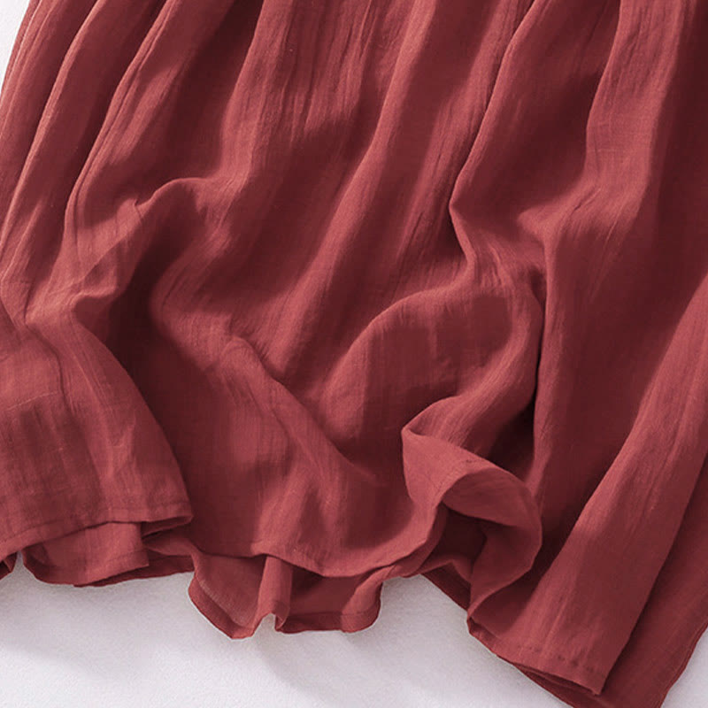 Buddha Stones, einfarbiges, besticktes, kurzärmeliges Baumwoll-Midikleid - image 26