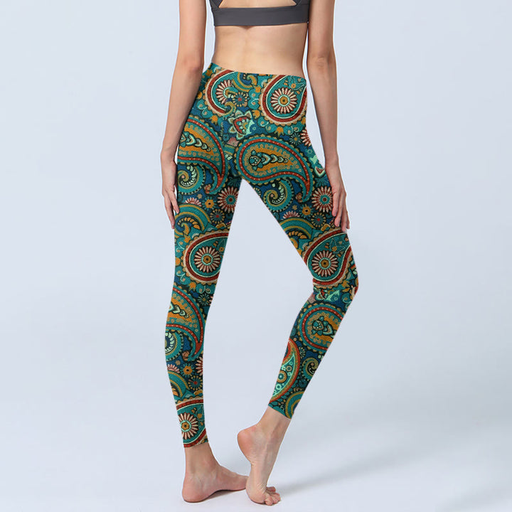 Buddha Stones Leggings mit Retro-Paisley-Muster, Damen-Yogahose - image 4