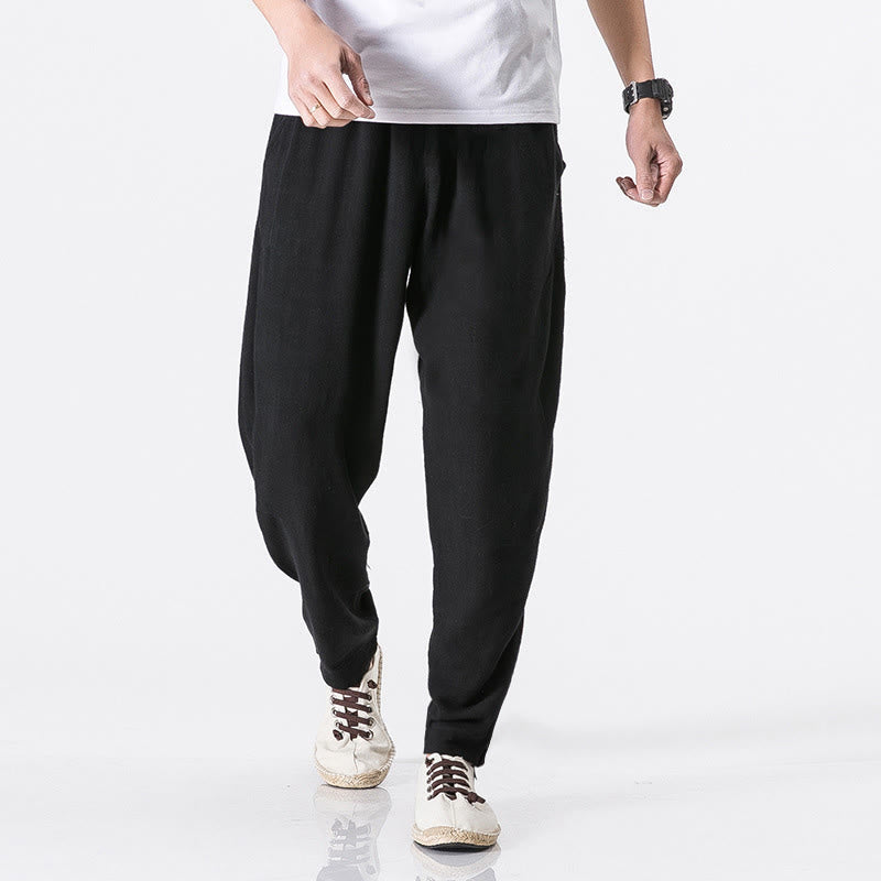 Buddha Stones Herren-Polyesterhose mit Kordelzug, elastischem Bund, Knöchellänge und Taschen - Schwarz - US/UK/AU46, EU56 (5XL) - image 4
