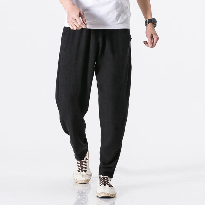 Buddha Stones Herren-Polyesterhose mit Kordelzug, elastischem Bund, Knöchellänge und Taschen - Schwarz - US/UK/AU46, EU56 (5XL) - image 4