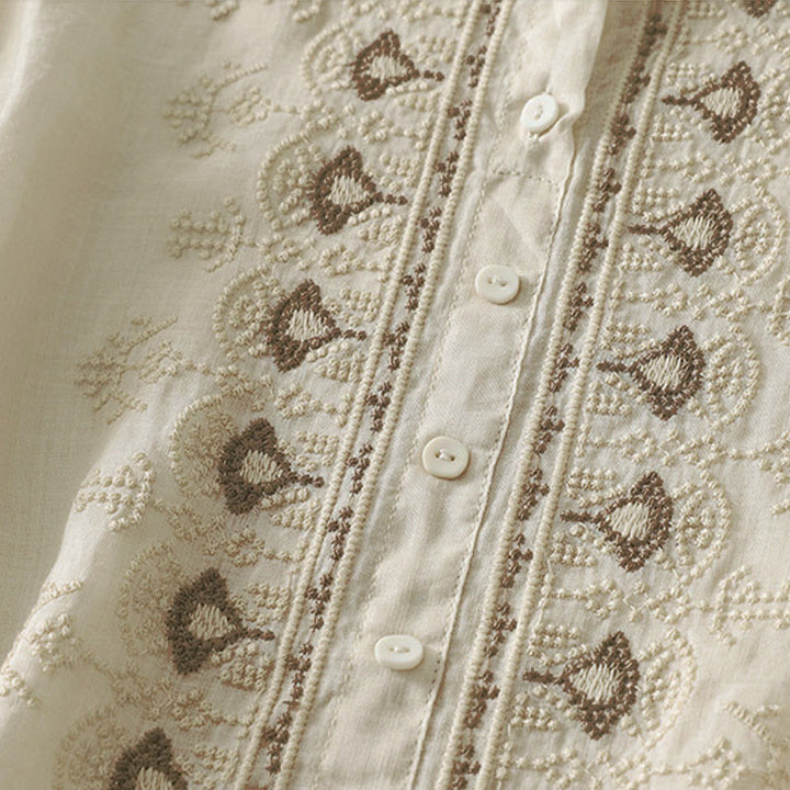 Buddha Stones Sommerliches Damen-Polyesterhemd mit Blumenmuster, Rundhalsausschnitt und kurzen Ärmeln, aus Polyester - image 17
