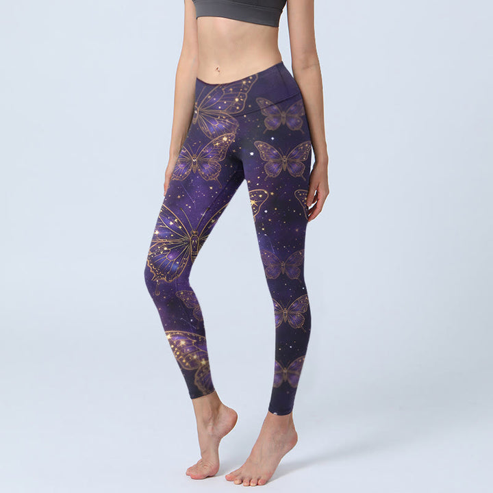Buddha Stones Leggings im romantischen Stil mit Schmetterlingsmuster, Damen-Yogahose - Indigo - US18, UK/AU22, EU50 (4XL) - image 0
