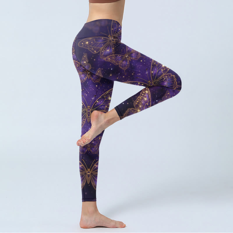 Buddha Stones Leggings im romantischen Stil mit Schmetterlingsmuster, Damen-Yogahose - image 3