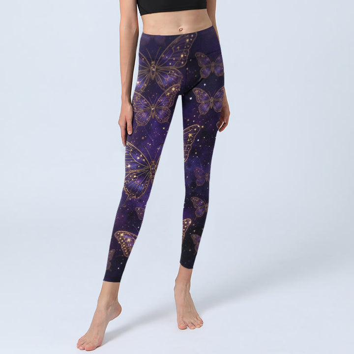 Buddha Stones Leggings im romantischen Stil mit Schmetterlingsmuster, Damen-Yogahose - image 5