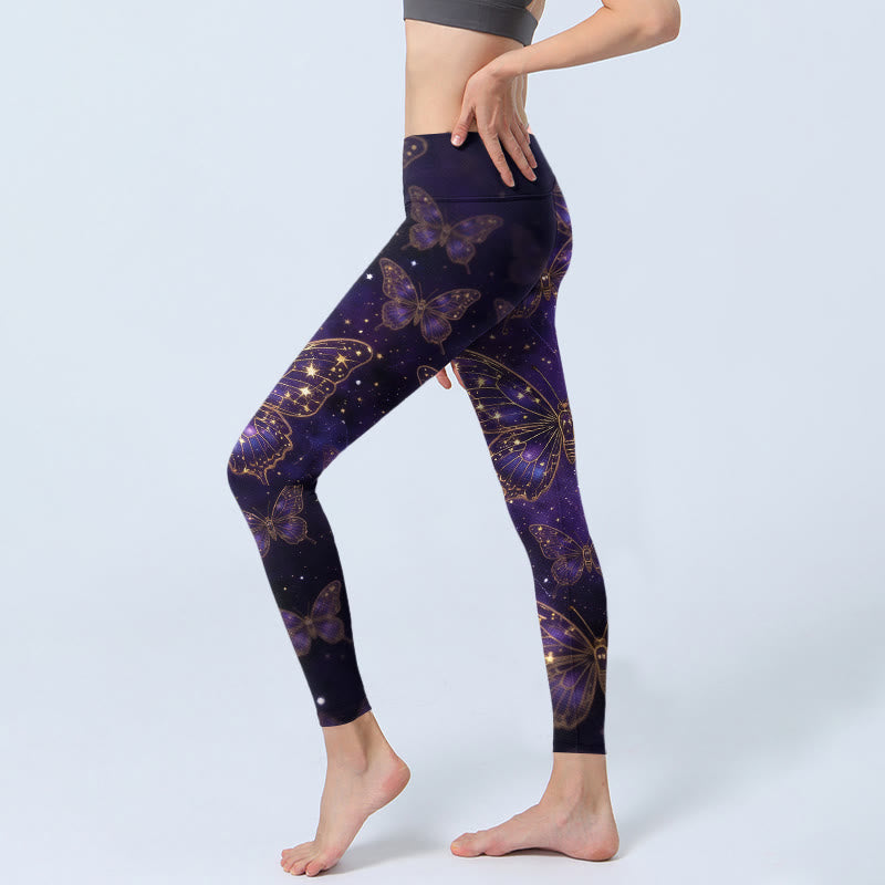 Buddha Stones Leggings im romantischen Stil mit Schmetterlingsmuster, Damen-Yogahose - image 2