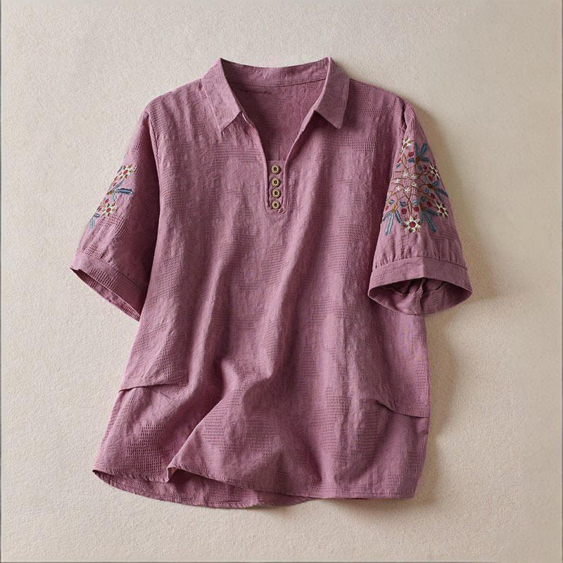 Lässiges Damen-T-Shirt mit Buddha Stones, floralem Muster und kurzen Ärmeln - Mittelgroße Orchidee - US12, UK/AU16, EU44 (3XL) - image 0